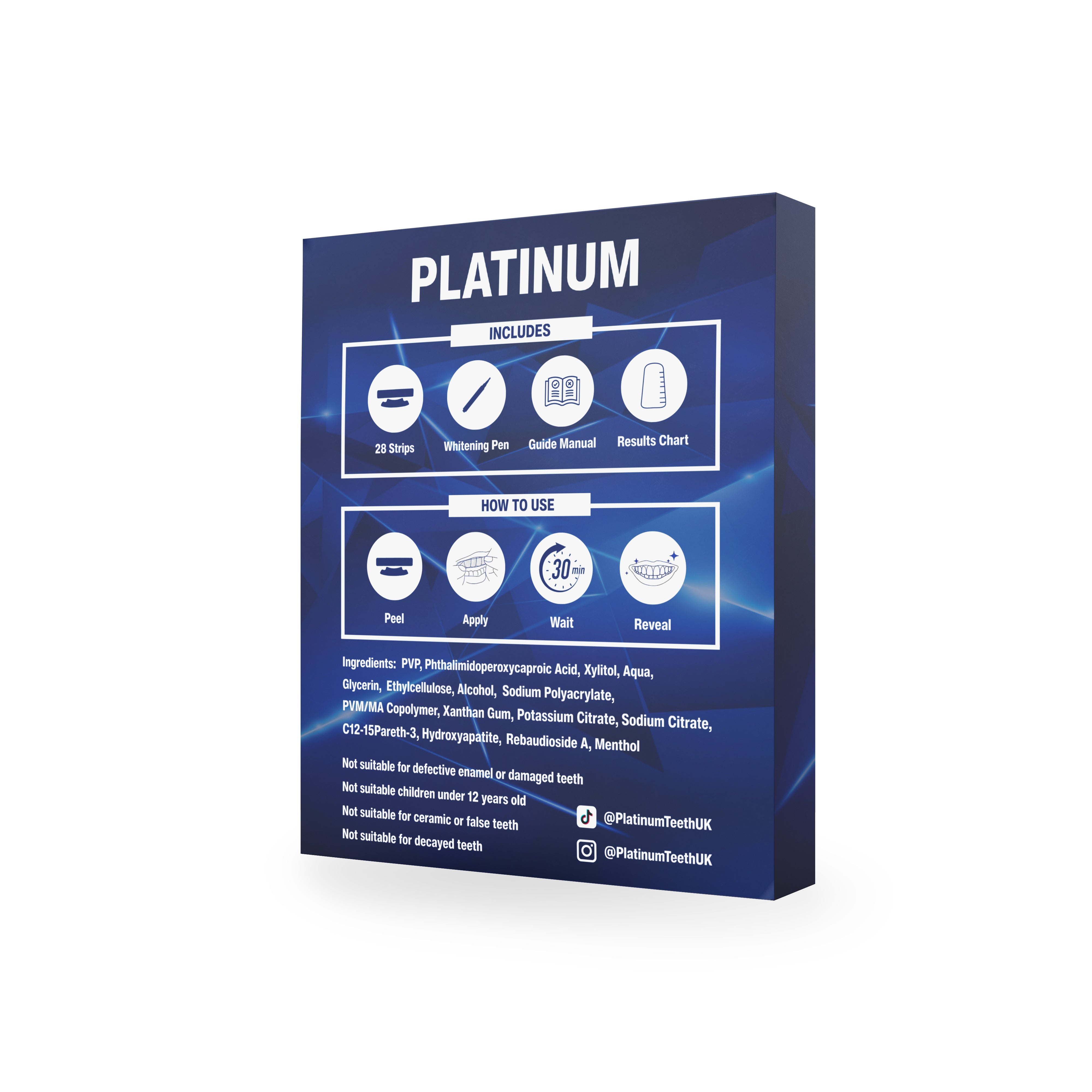 Platinum Teeth Whitening Strips Back Of Box Photography Image