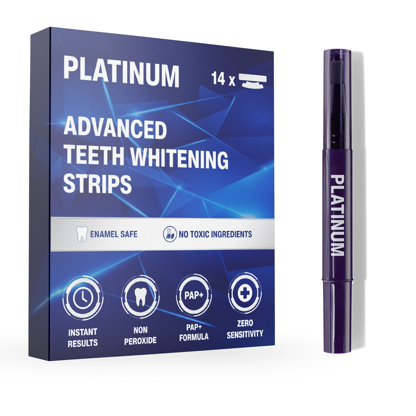 Platinum PAP+ Teeth Whitening Strips & Whitening Pen